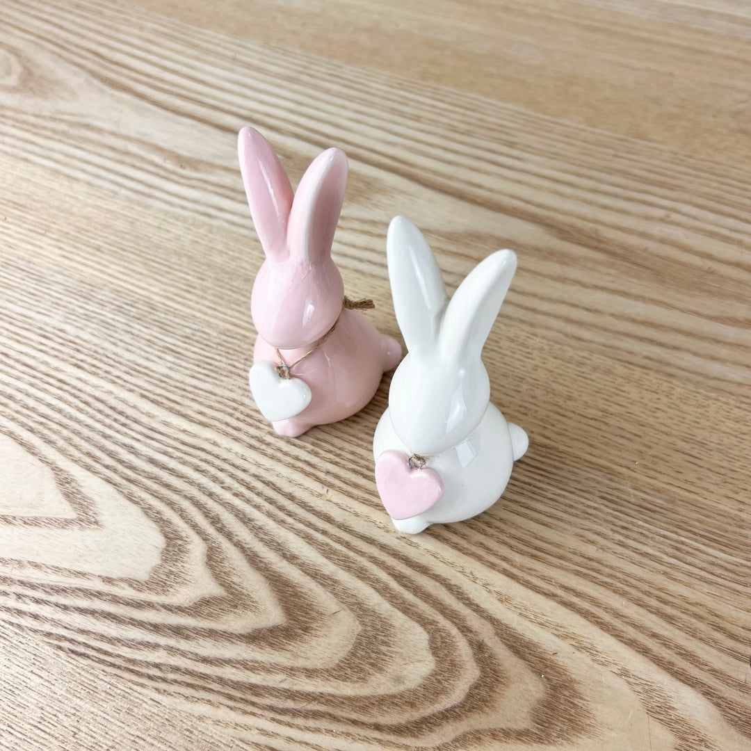 Dolomite Bunny with Heart Necklace - Set of 2