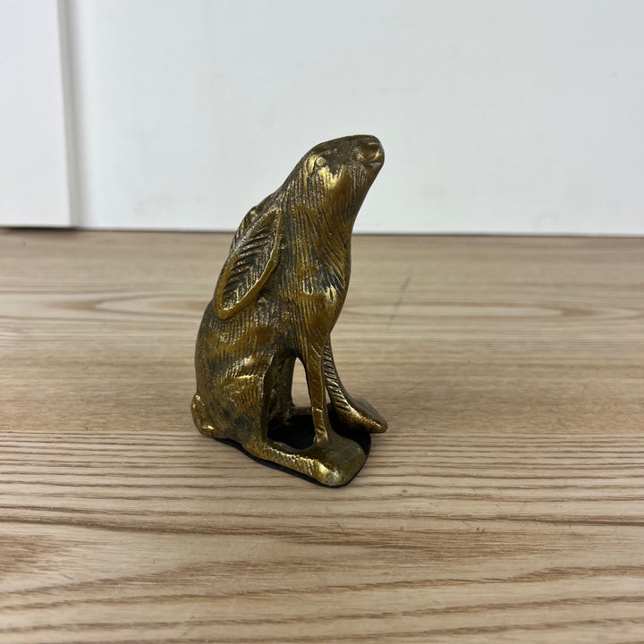 Rabbit Looking Up, Antique Gold Finish