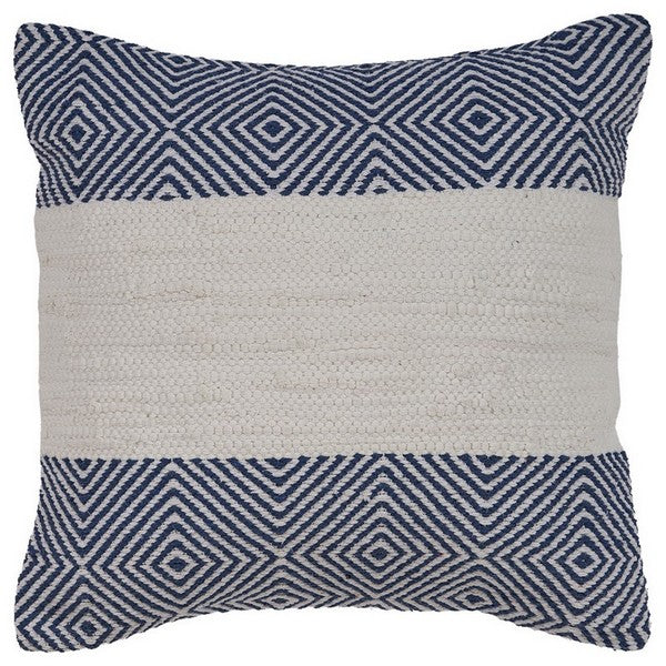 Blue and Ivory Pattern Pillow