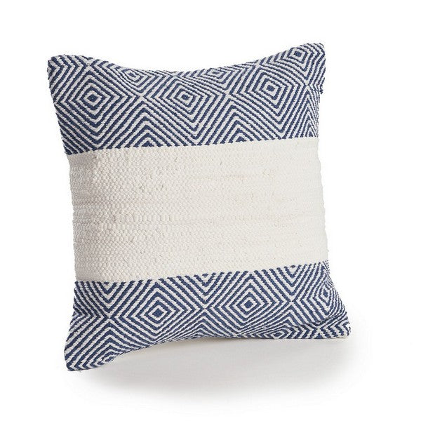 Blue and Ivory Pattern Pillow