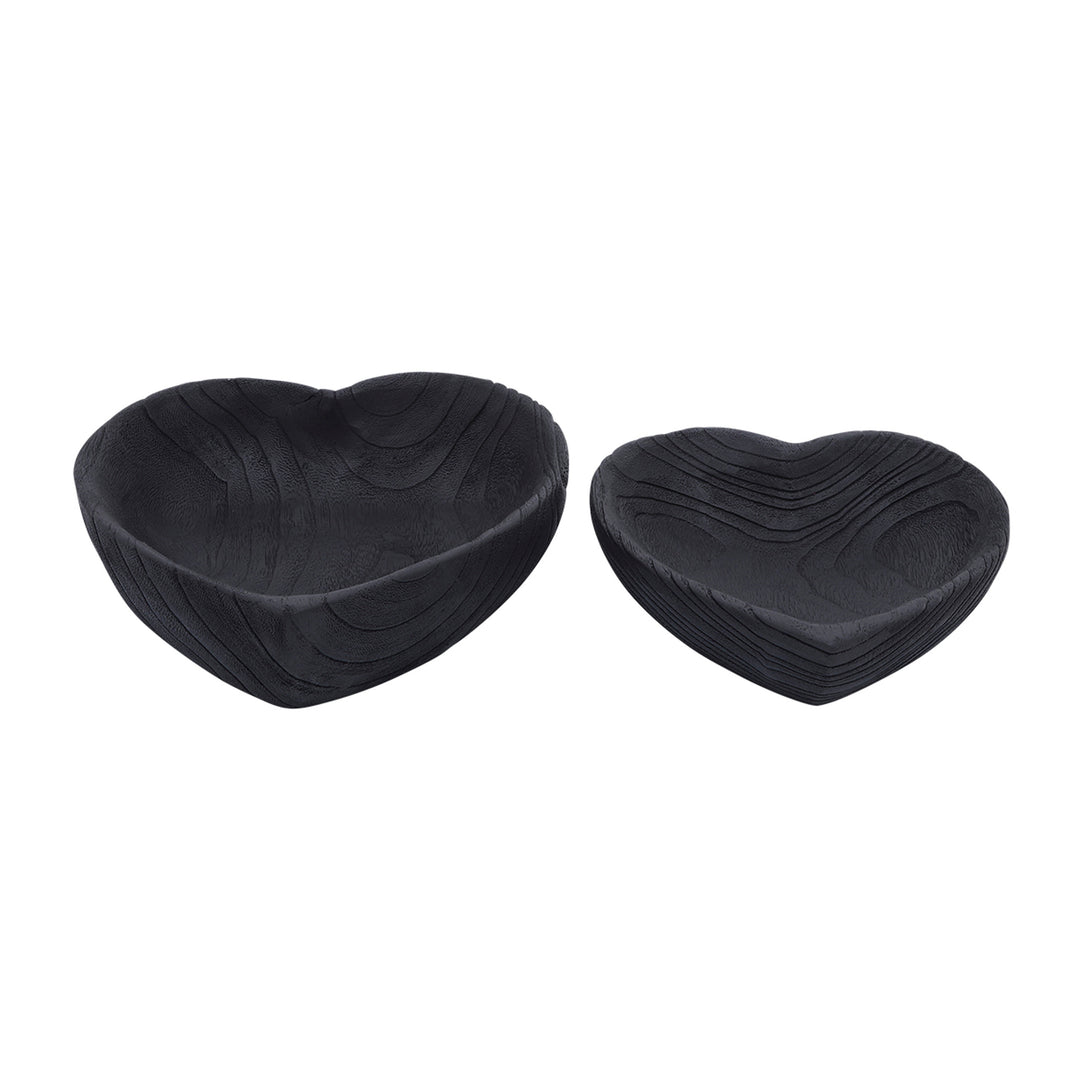 Black Wooden Heart Bowls