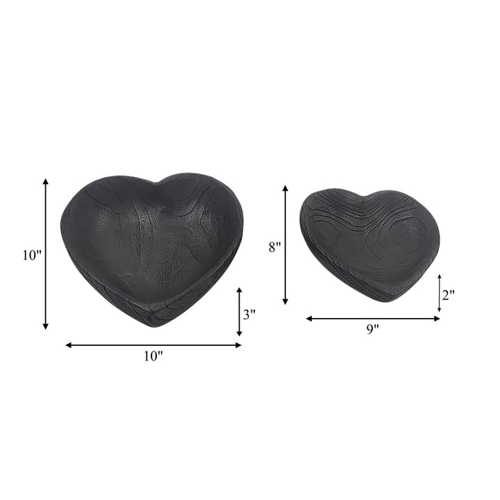 Black Wooden Heart Bowls