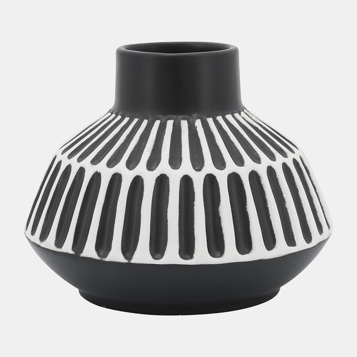 Ceramic Tribal Vase - Black