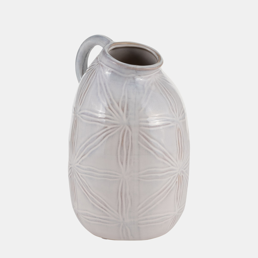 Ceramic Tribal Pitcher, Ivory