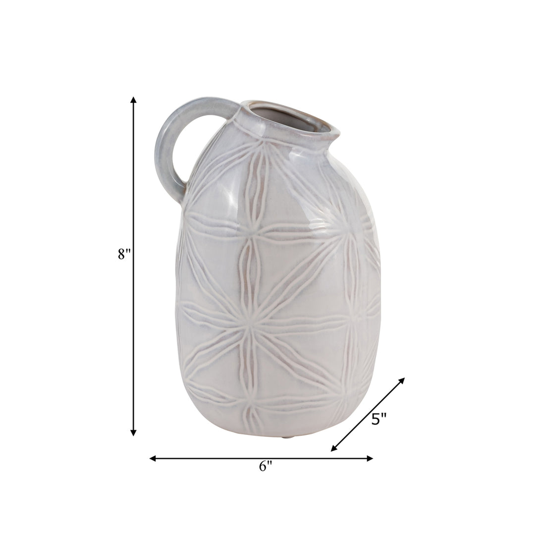 Ceramic Tribal Pitcher, Ivory