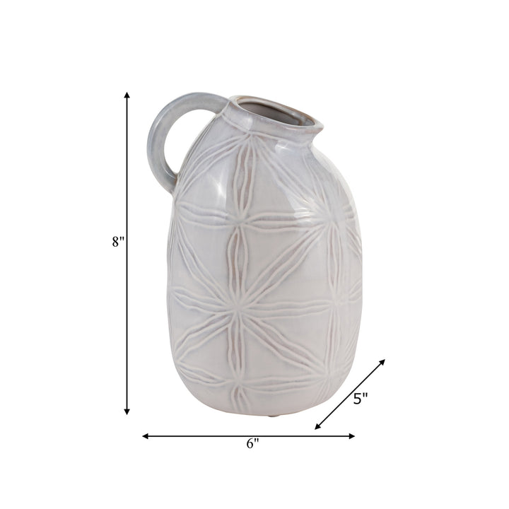 Ceramic Tribal Pitcher, Ivory