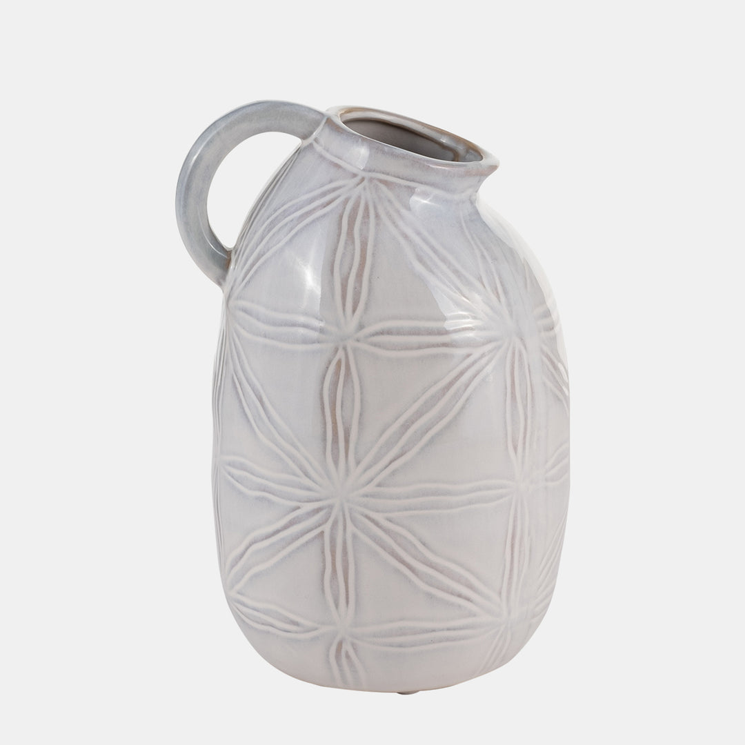 Ceramic Tribal Pitcher, Ivory