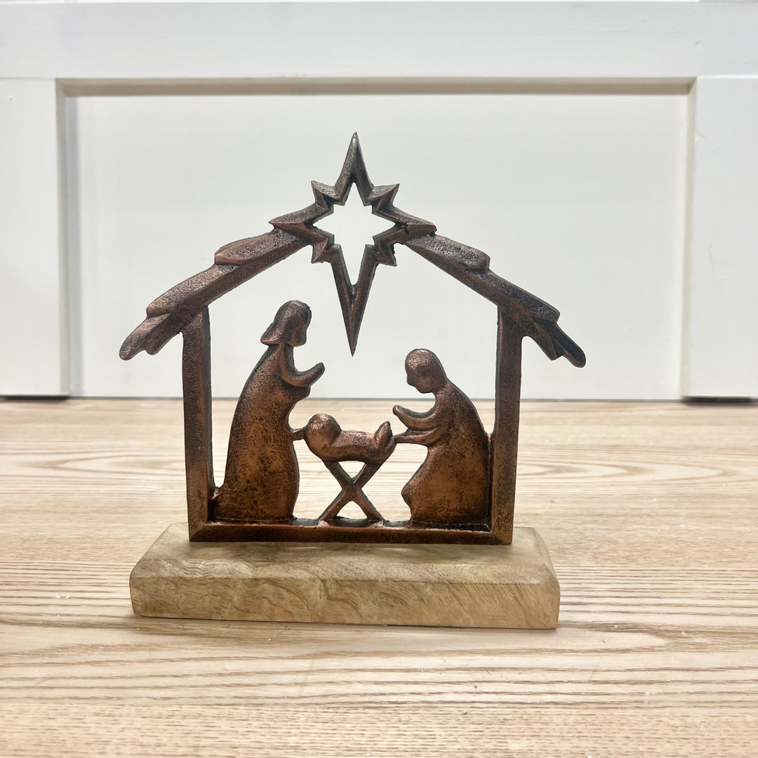 Copper and Wood Nativity Scenes