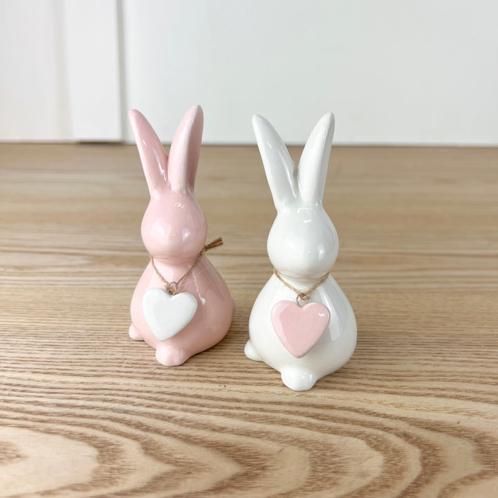 Dolomite Bunny with Heart Necklace - Set of 2