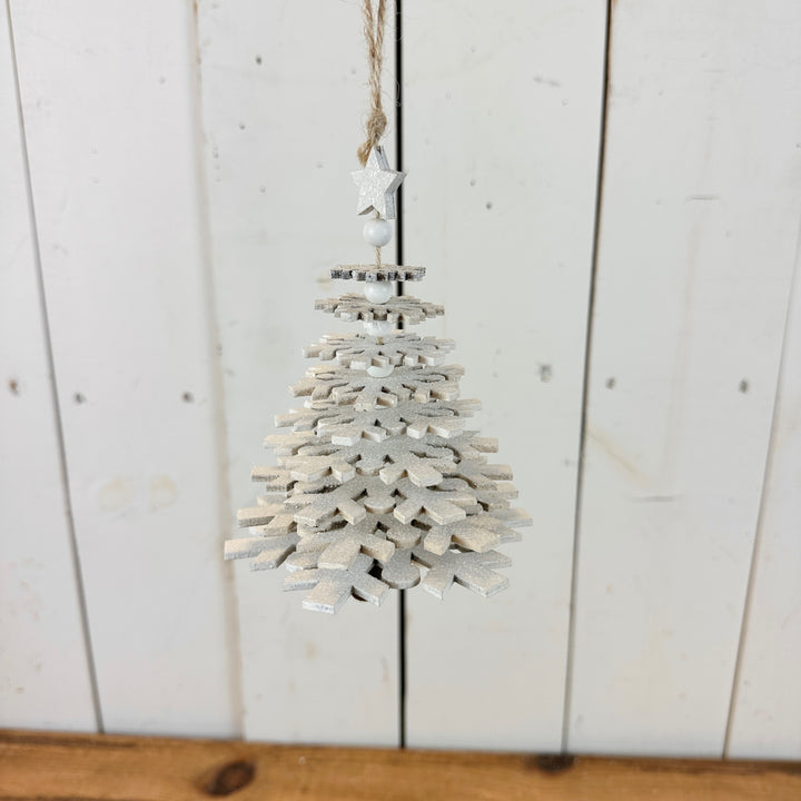 Dancing White Snowflake Ornament