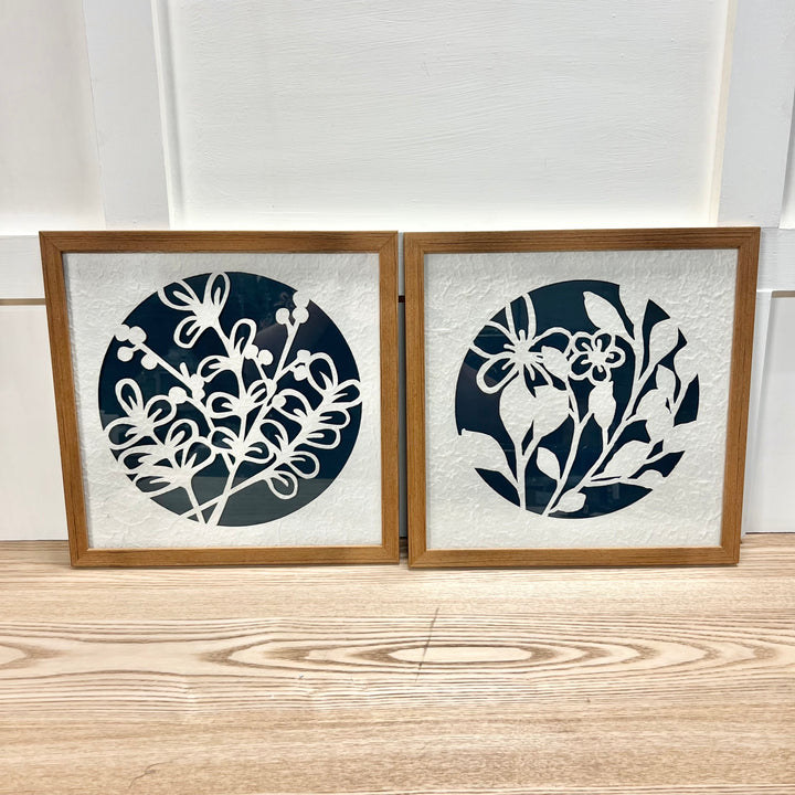 Blue and White Recycled Paper Wall Art