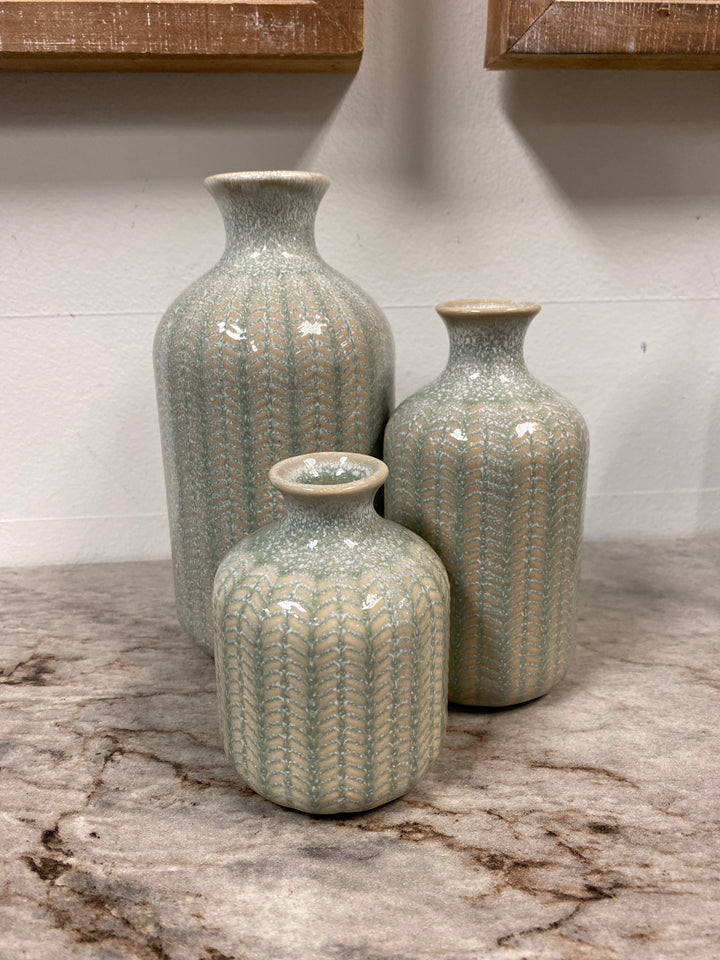 Stoneware Vase Sea Foam Green Set