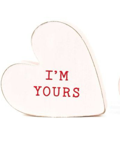 Wooden Hearts with Words: I'm Yours, Be Mine, Love You