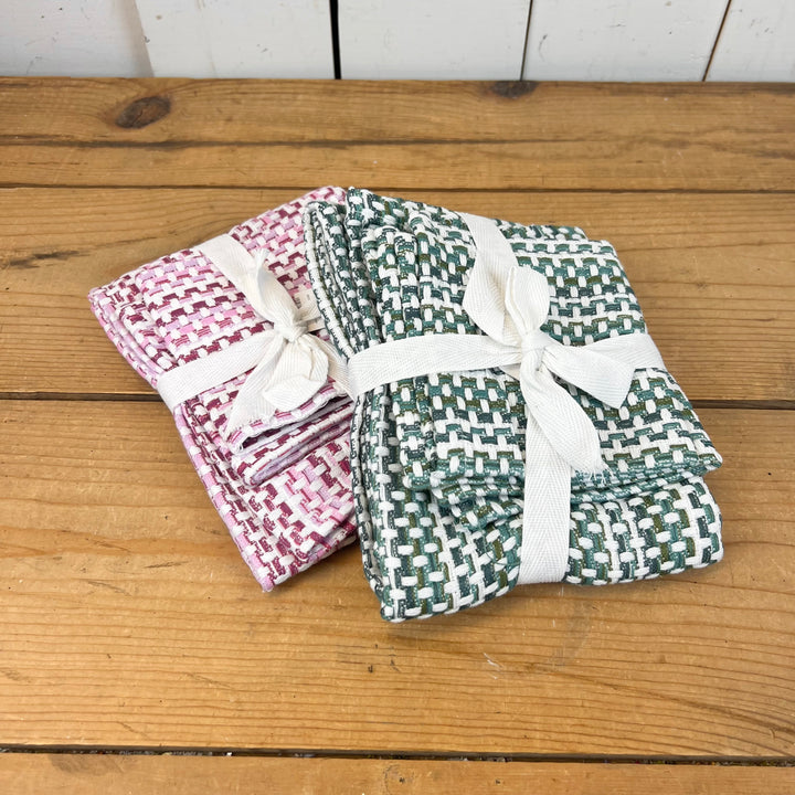 Variegated Dishtowel & Dishcloth Set Of 3 - Two Colors Available