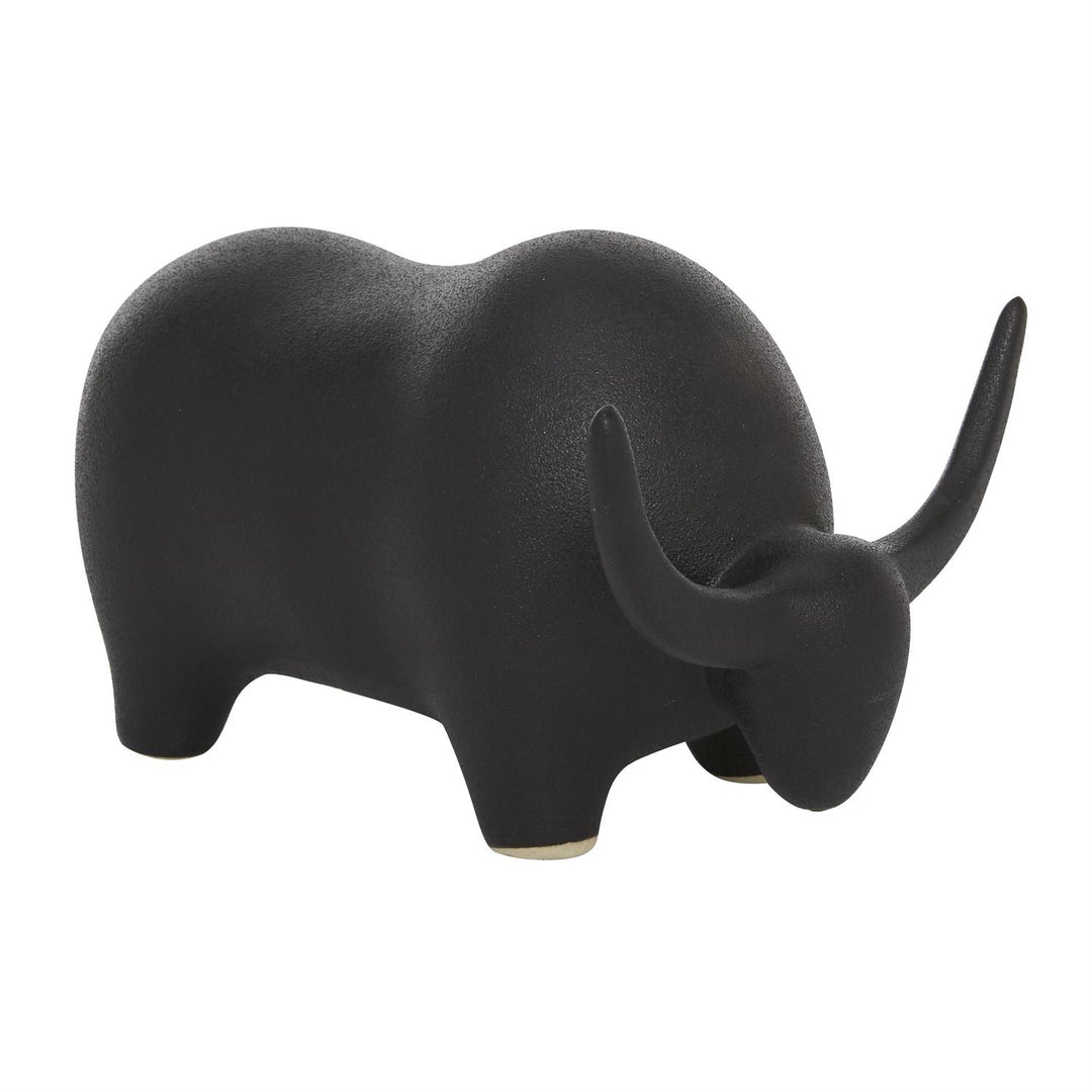 Modern Bull Sculpture - Black