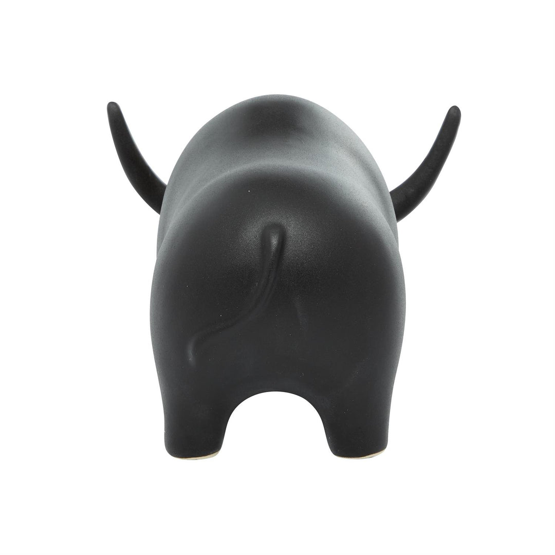 Modern Bull Sculpture - Black