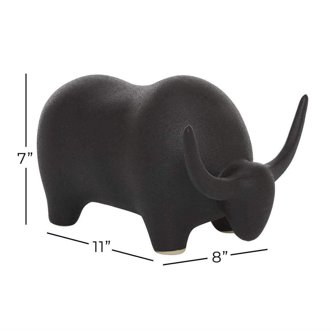 Modern Bull Sculpture - Black