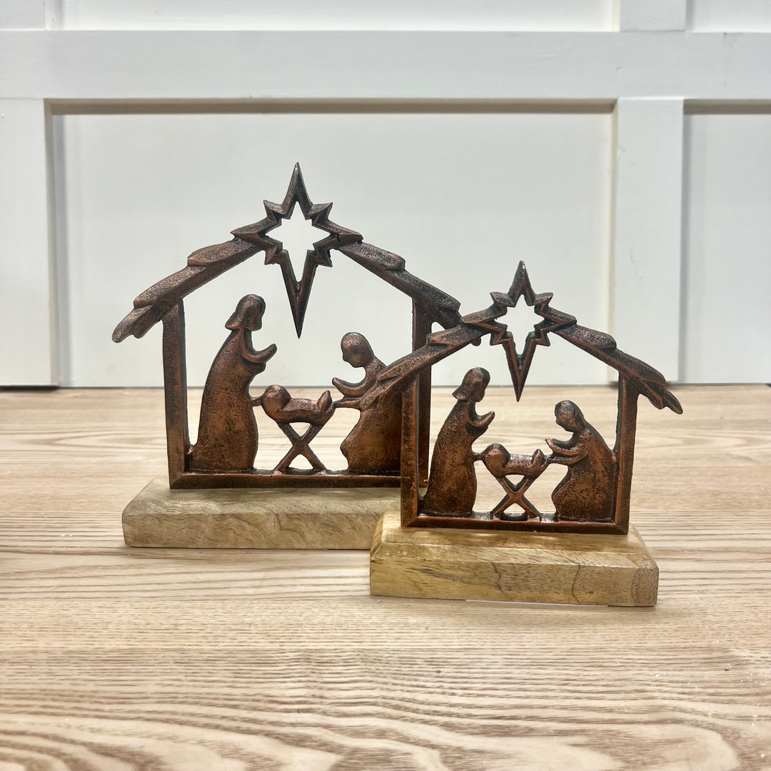 Copper and Wood Nativity Scenes