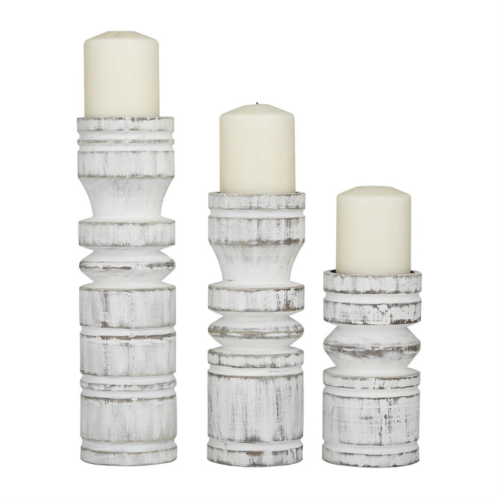 Distressed White Candlesticks