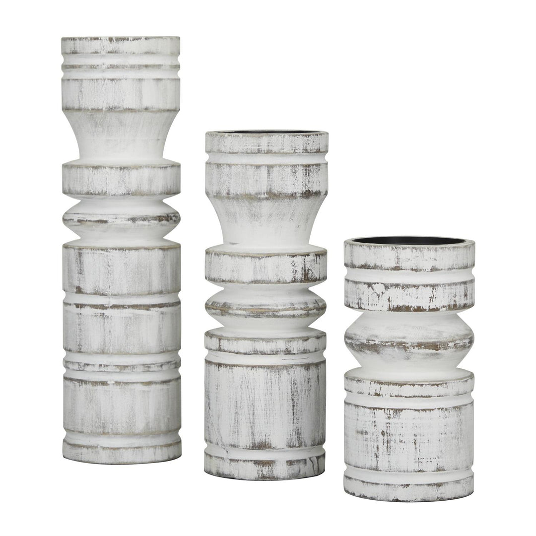 Distressed White Candlesticks