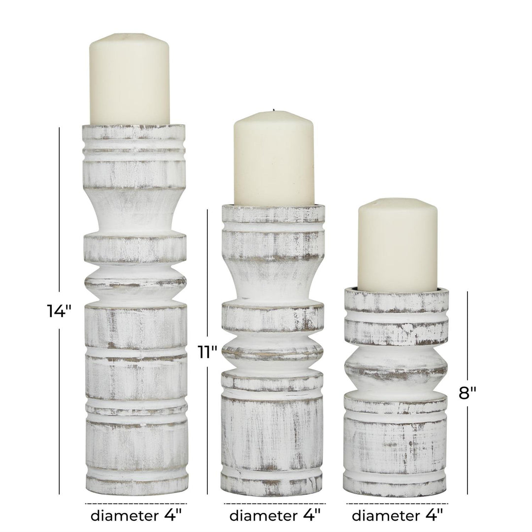 Distressed White Candlesticks