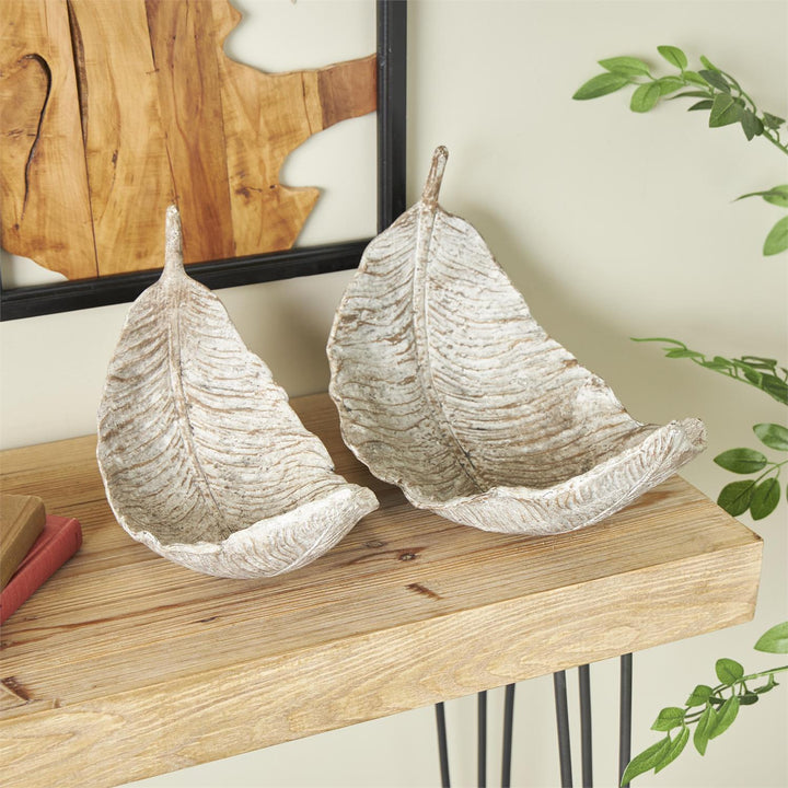 Champagne Leaf Textured Decorative Bowl