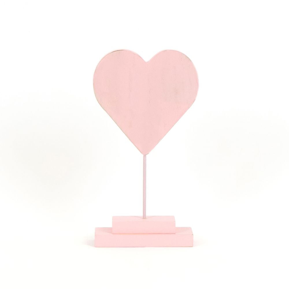 Wooden Pink Heart on a Stand