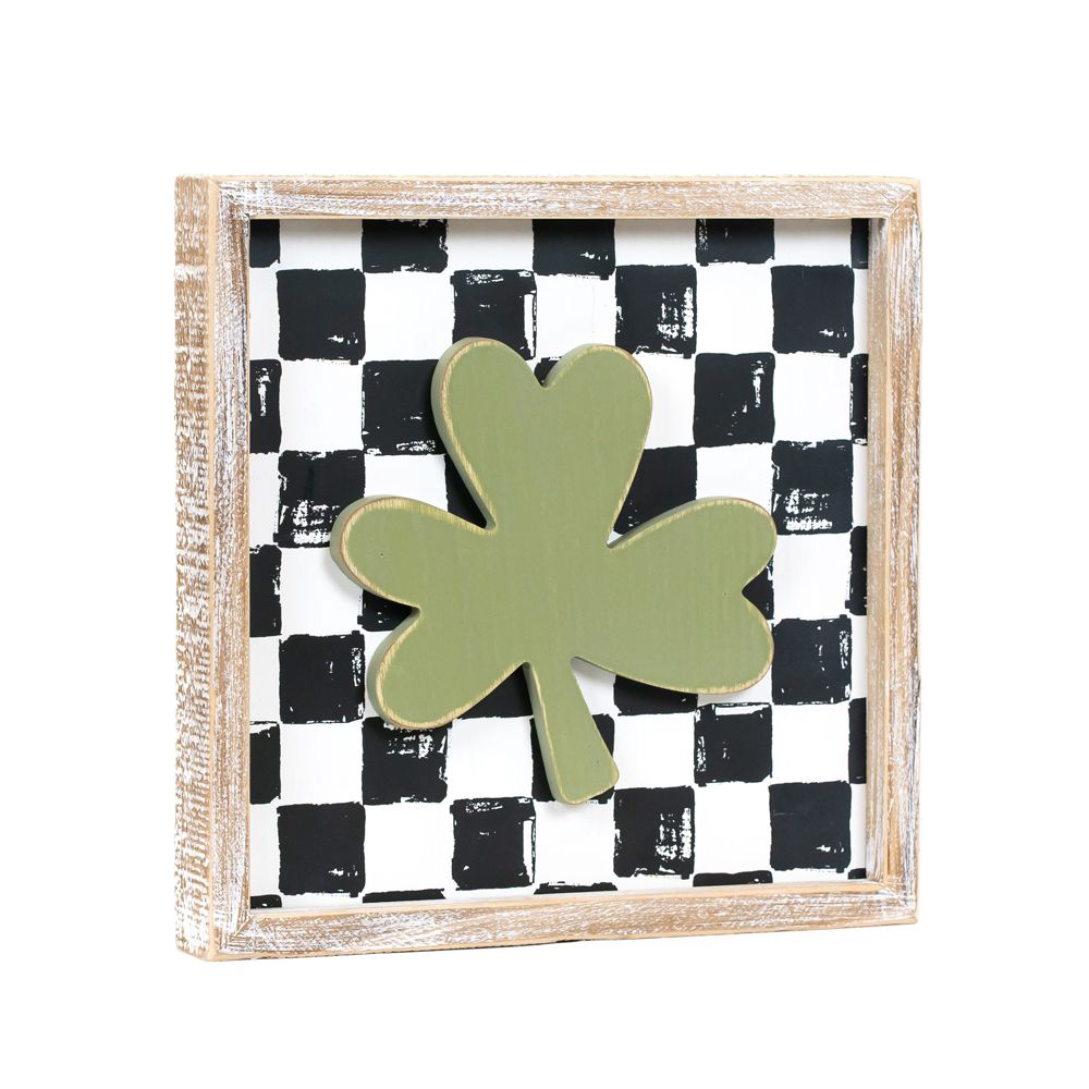 Heart / Shamrock Reversible Wooden Sign