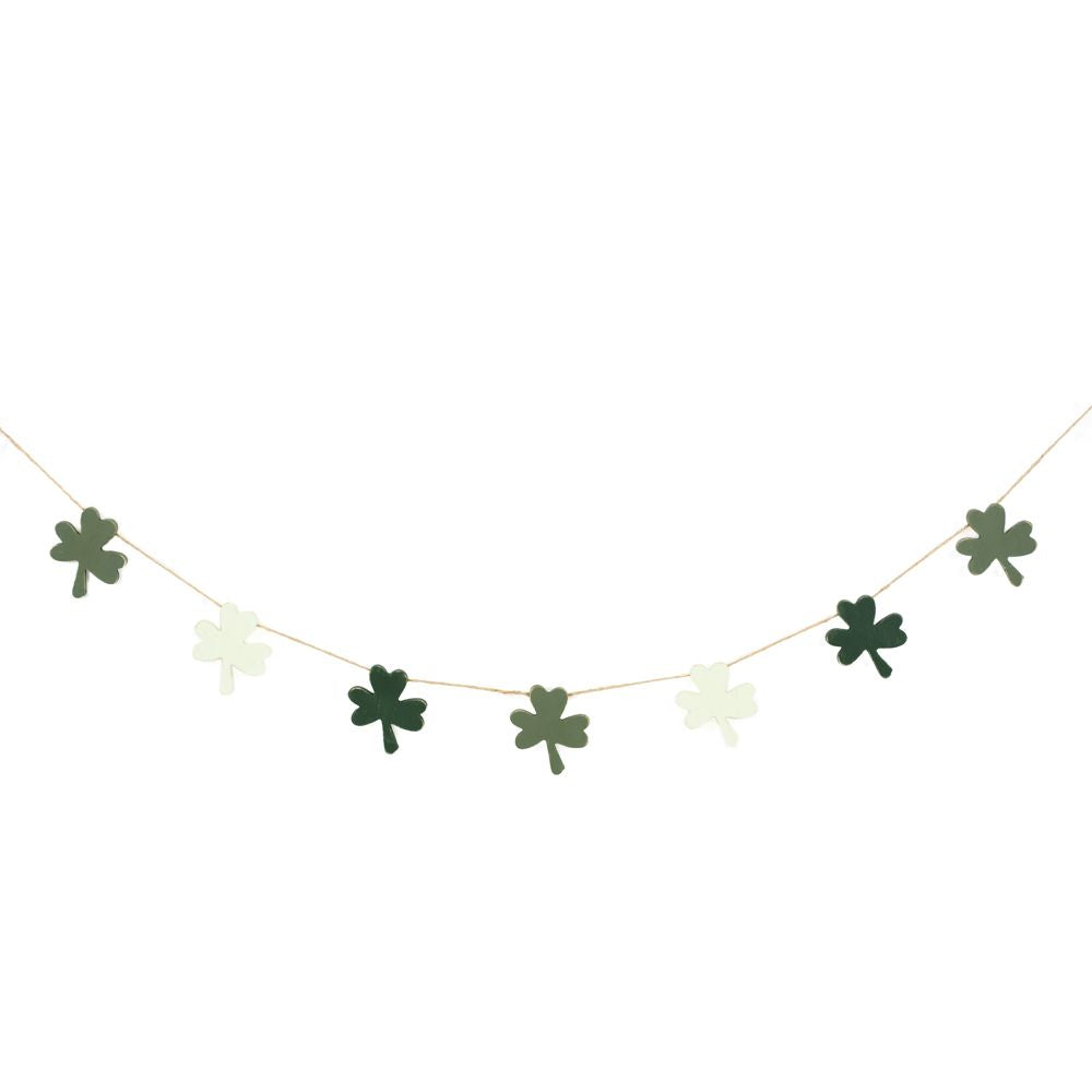 Wood Clover Garland - 5 feet long