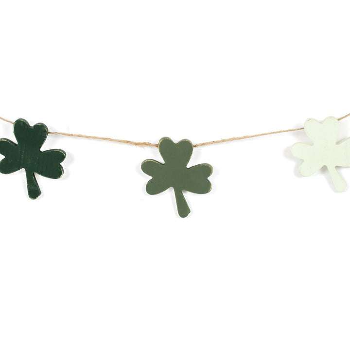 Wood Clover Garland - 5 feet long