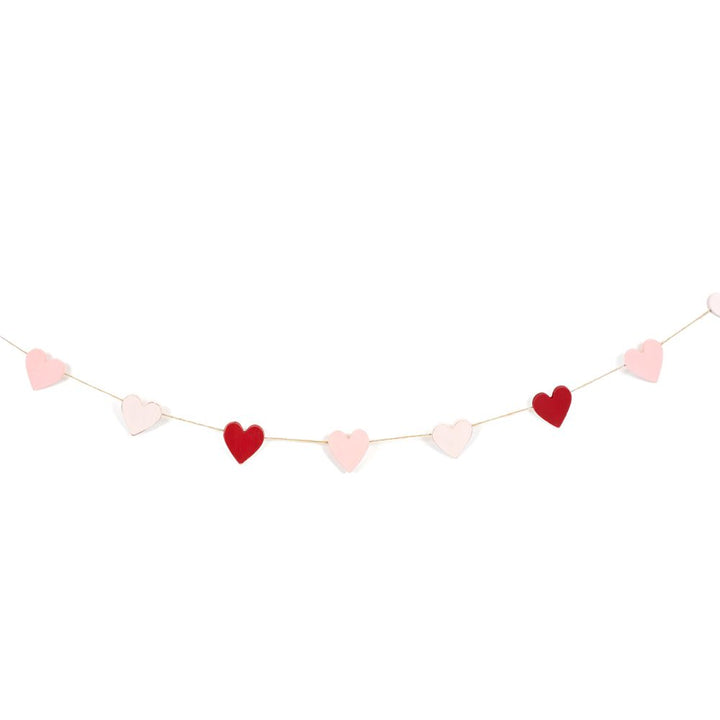 Wood Heart Garland - 5 feet long