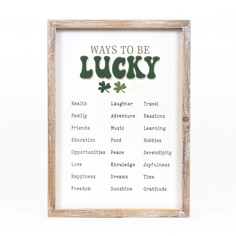 I Love You / Ways to be Lucky Reversible Wooden Sign