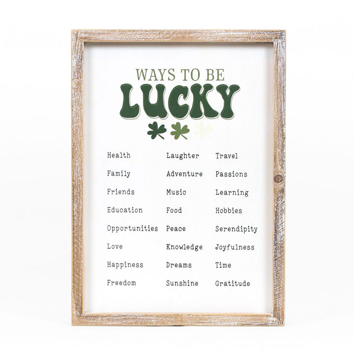 I Love You / Ways to be Lucky Reversible Wooden Sign