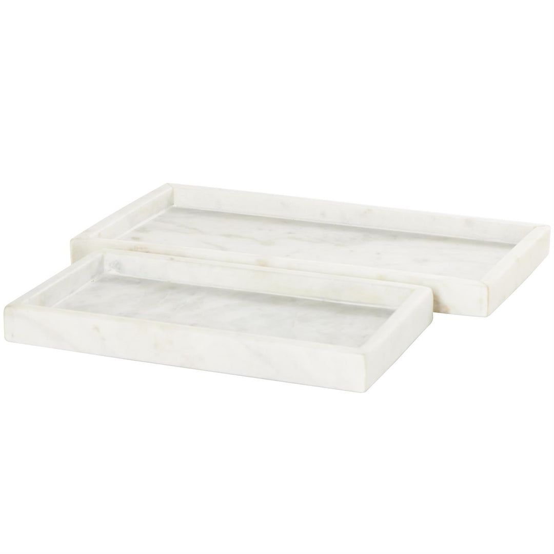 White Marble Tray - Set of 2