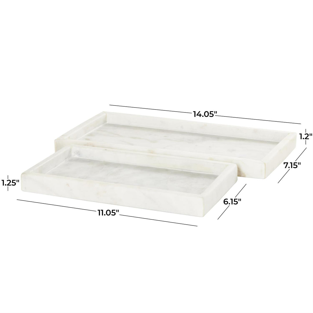 White Marble Tray - Set of 2