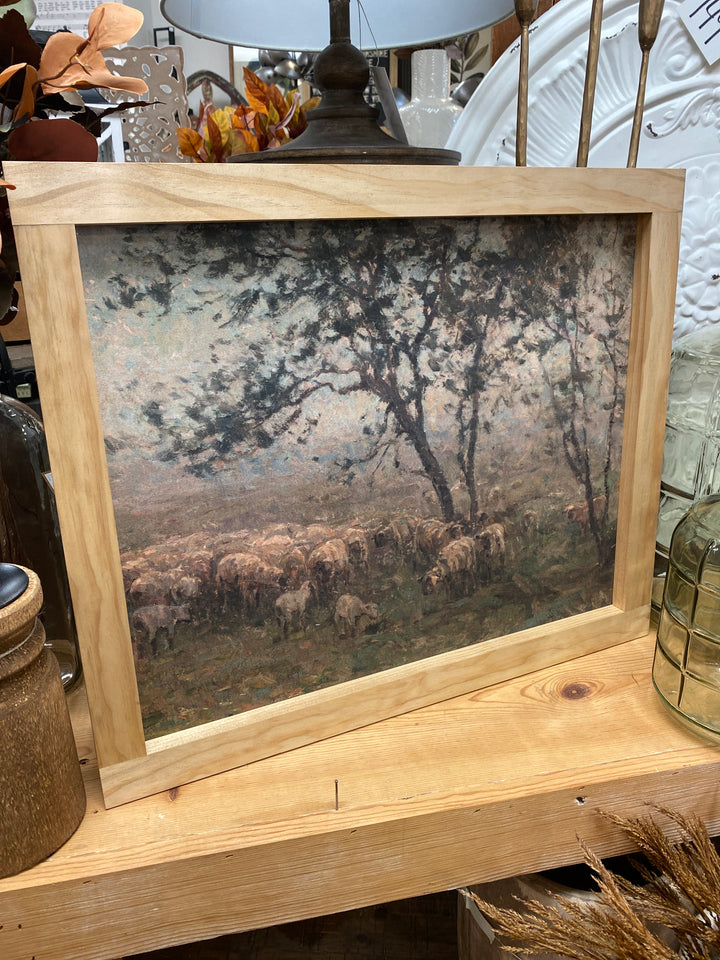 Sheep Field Framed Canvas Print