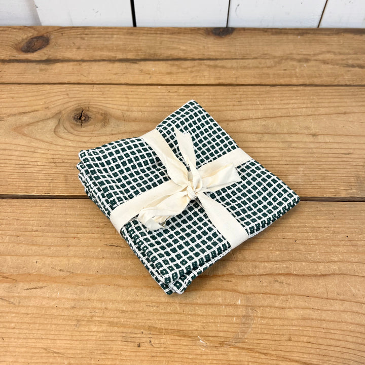 Textured Check Dishcloth Set Of 2 - Dark Green