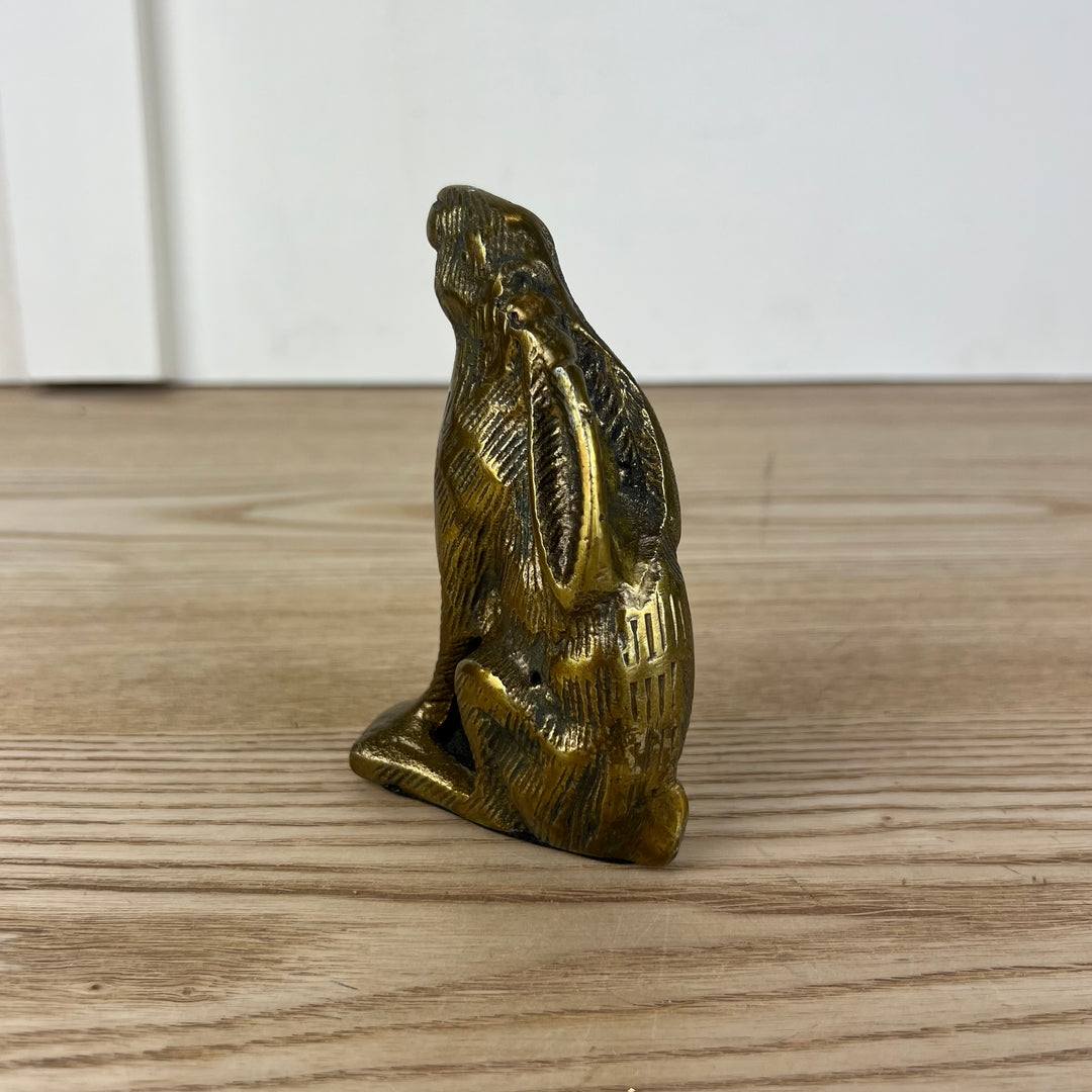 Rabbit Looking Up, Antique Gold Finish