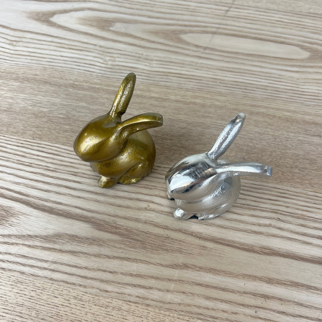 Small Silver and Gold Sitting Rabbit