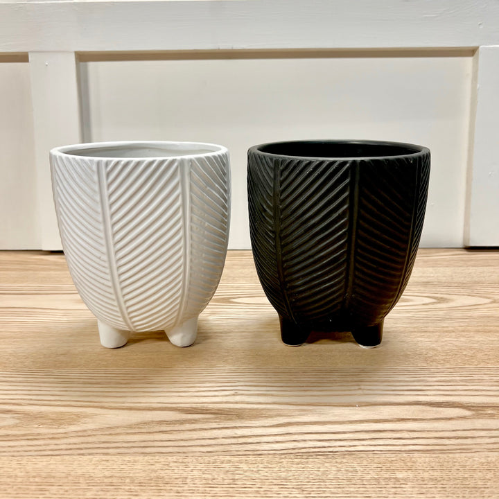 Ceramic Black and White Footed Pots