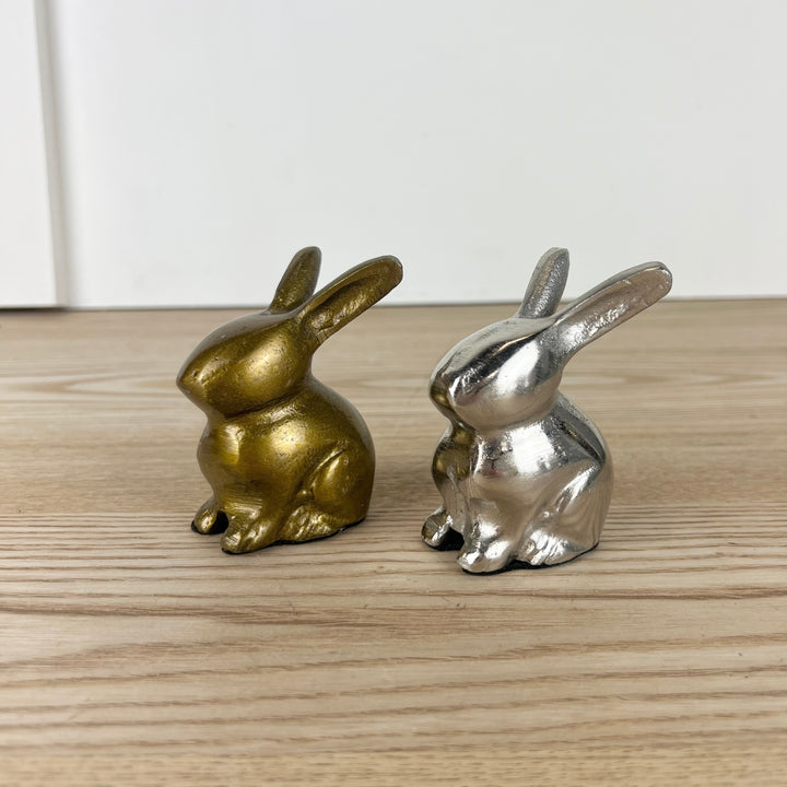 Small Silver and Gold Sitting Rabbit