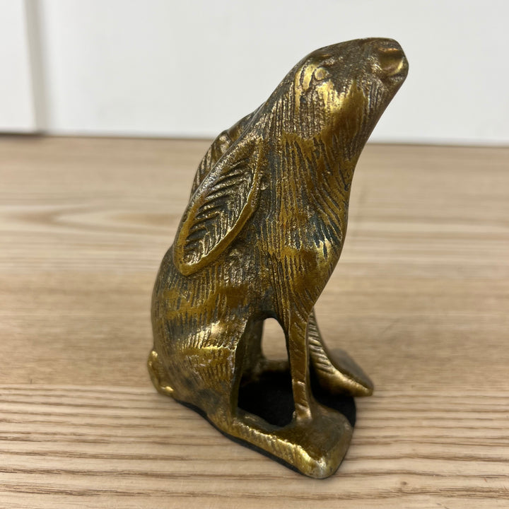 Rabbit Looking Up, Antique Gold Finish