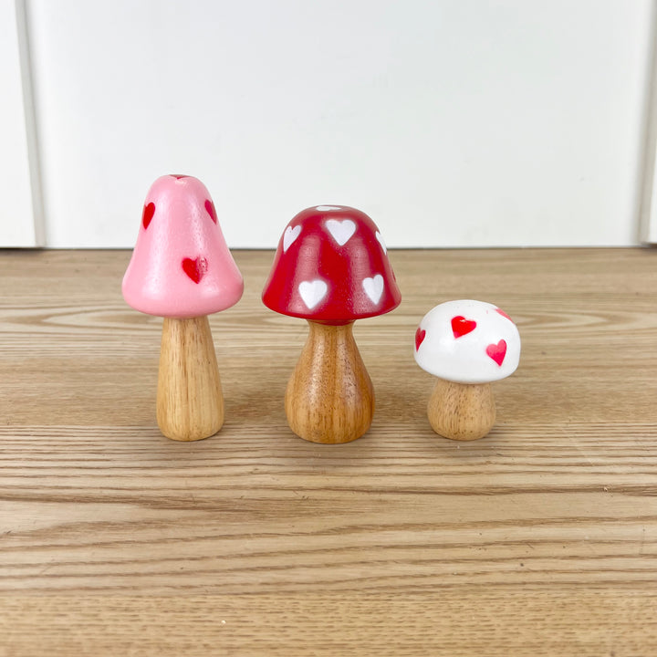 Valentine's Day Mushrooms, Set of 3