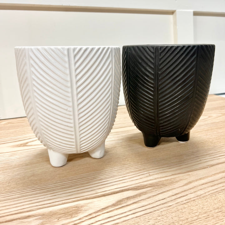 Ceramic Black and White Footed Pots