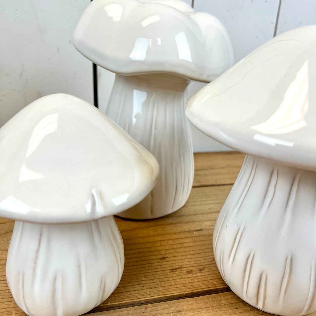 White Ceramic Mushrooms