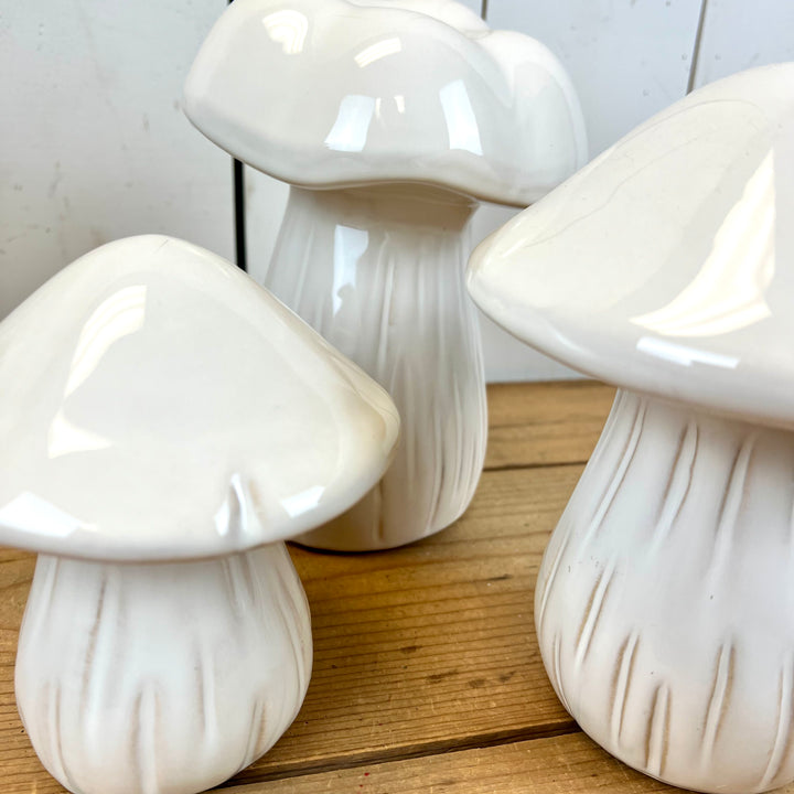 White Ceramic Mushrooms