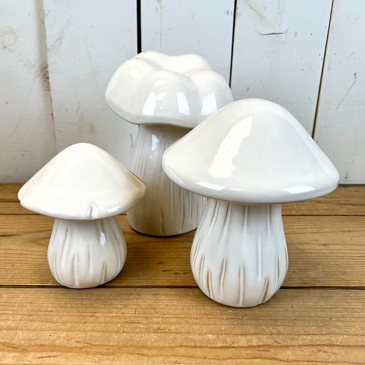 White Ceramic Mushrooms