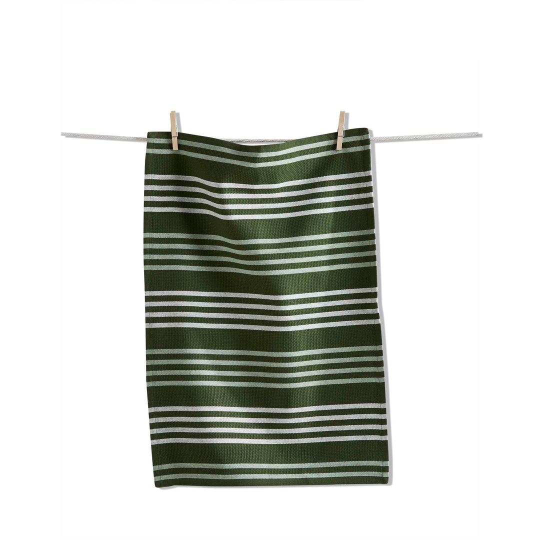 Basket Weave Stripe Dishtowel - Green
