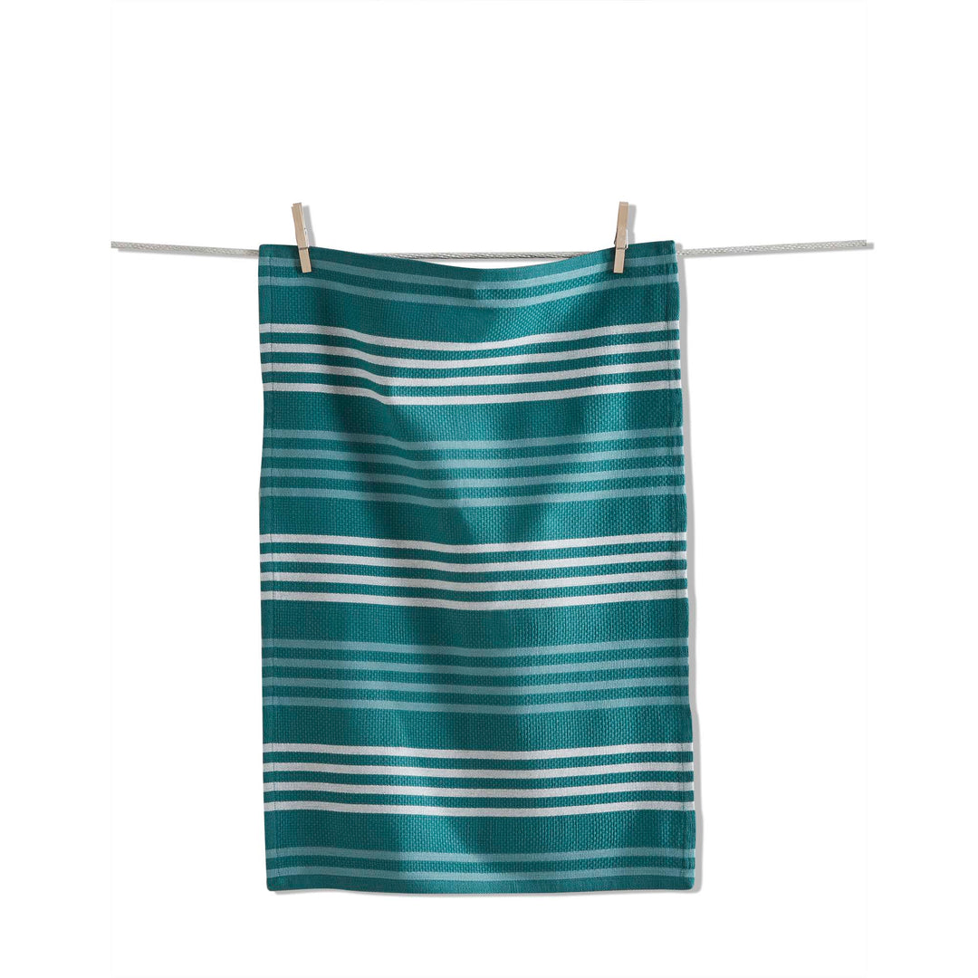 Basket Weave Stripe Dishtowel - Teal