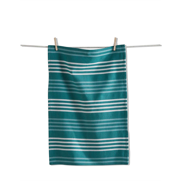 Basket Weave Stripe Dishtowel - Teal